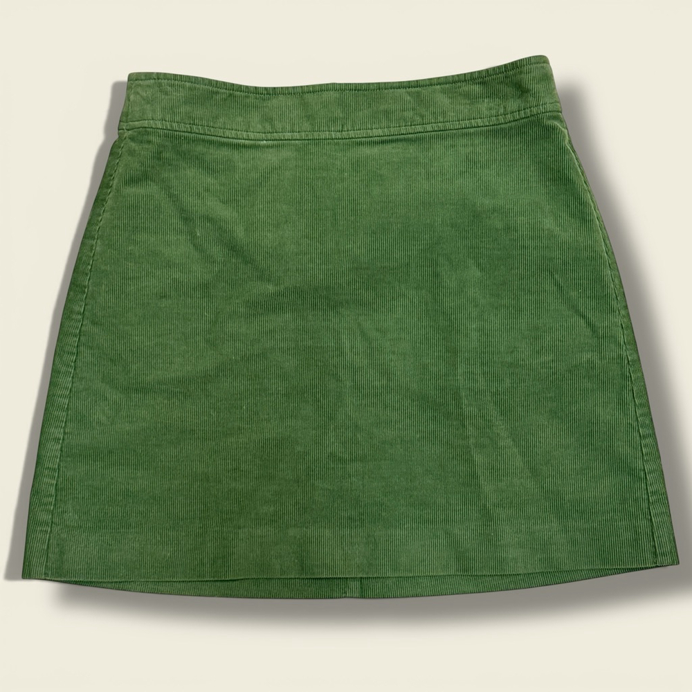 J.Crew Green Corduroy Mini Skirt Women’s Size 4 Cotton Stretch Lined